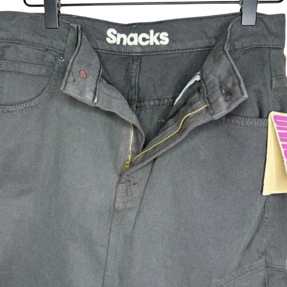 Mother Snacks Crinkle Cut Asymmetrical Denim‎ Midi Skirt Black Size 27 NWT - Picture 7 of 15